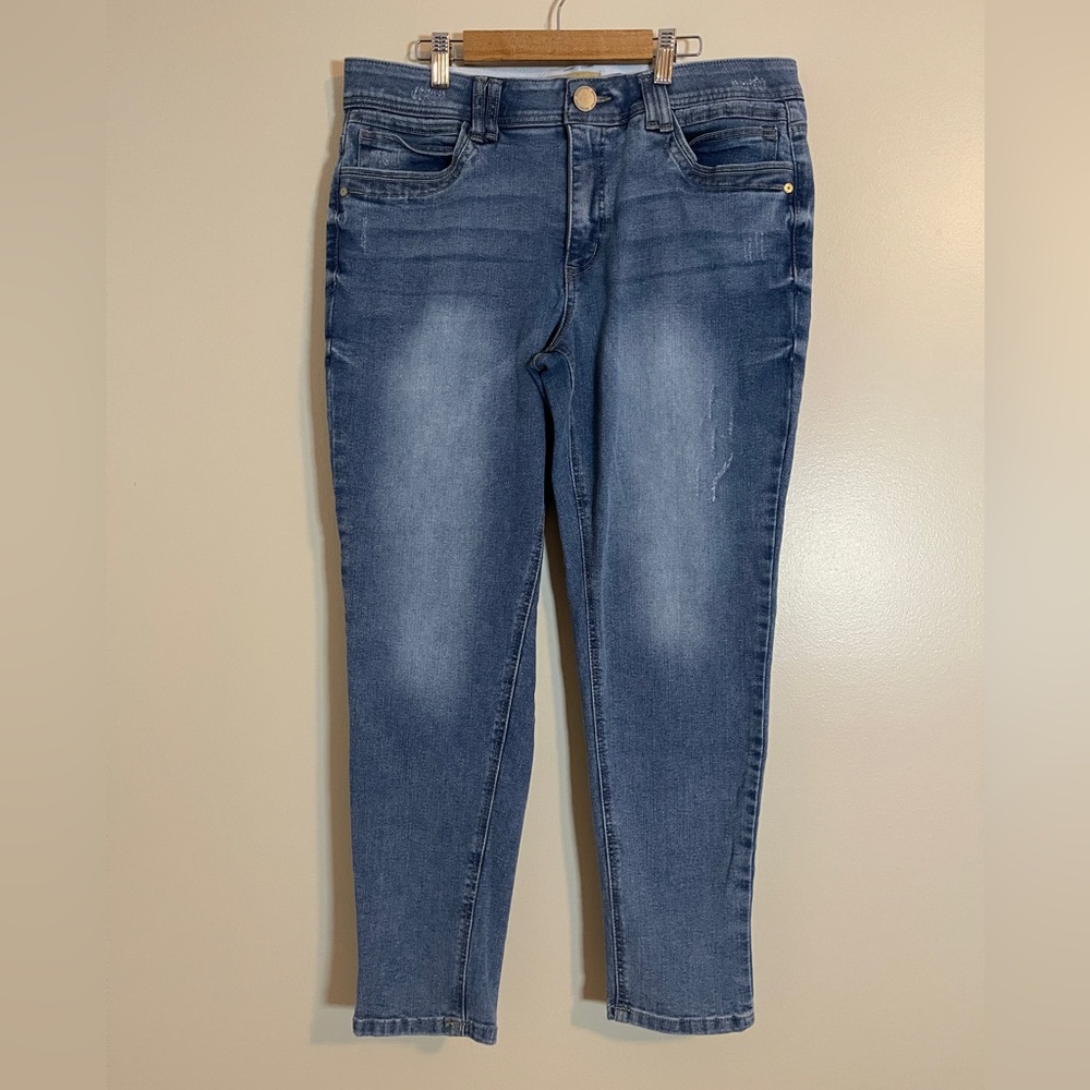Democracy Jeans Womens 14 Blue Skinny Ab Technology Normcore Sandblasted Denim
